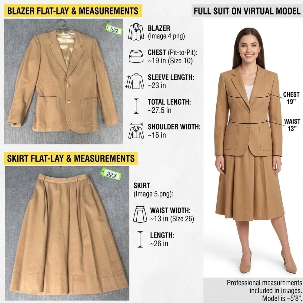 Jones NY 2-Piece Blazer & Skirt Suit Set Women 10 Camel Tan Formal Office Career